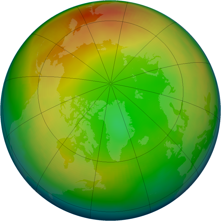 Arctic ozone map for January 1980